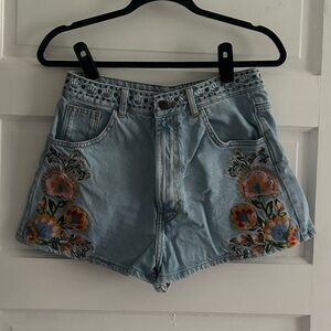 Farm Rio Summer Garden Embroidered Shorts